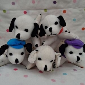 Vintage Mattel Disney 101 Dalmations Small Plush Puppies Set Of 5